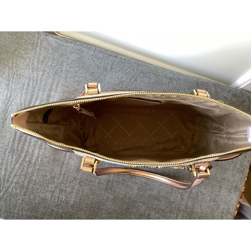 Michael Kors Charlotte Tote NWT‎ Rose Gold Signature Satchel Bag Purse - Picture 4 of 6